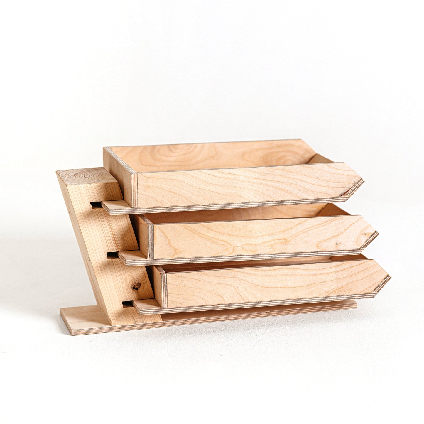 Inbox Triple Tray with Solid Spruce Foot Piece