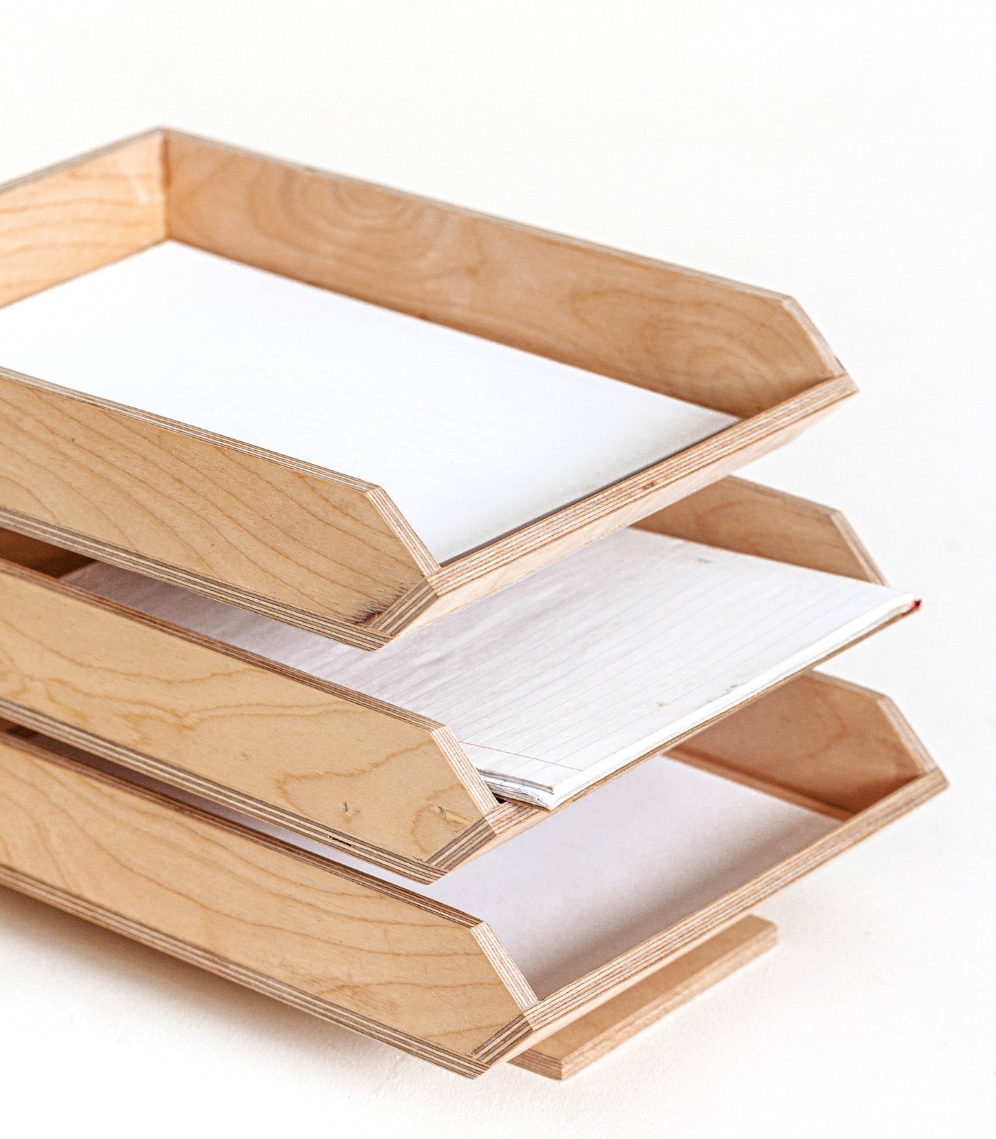 Inbox Triple Tray with Solid Spruce Foot Piece