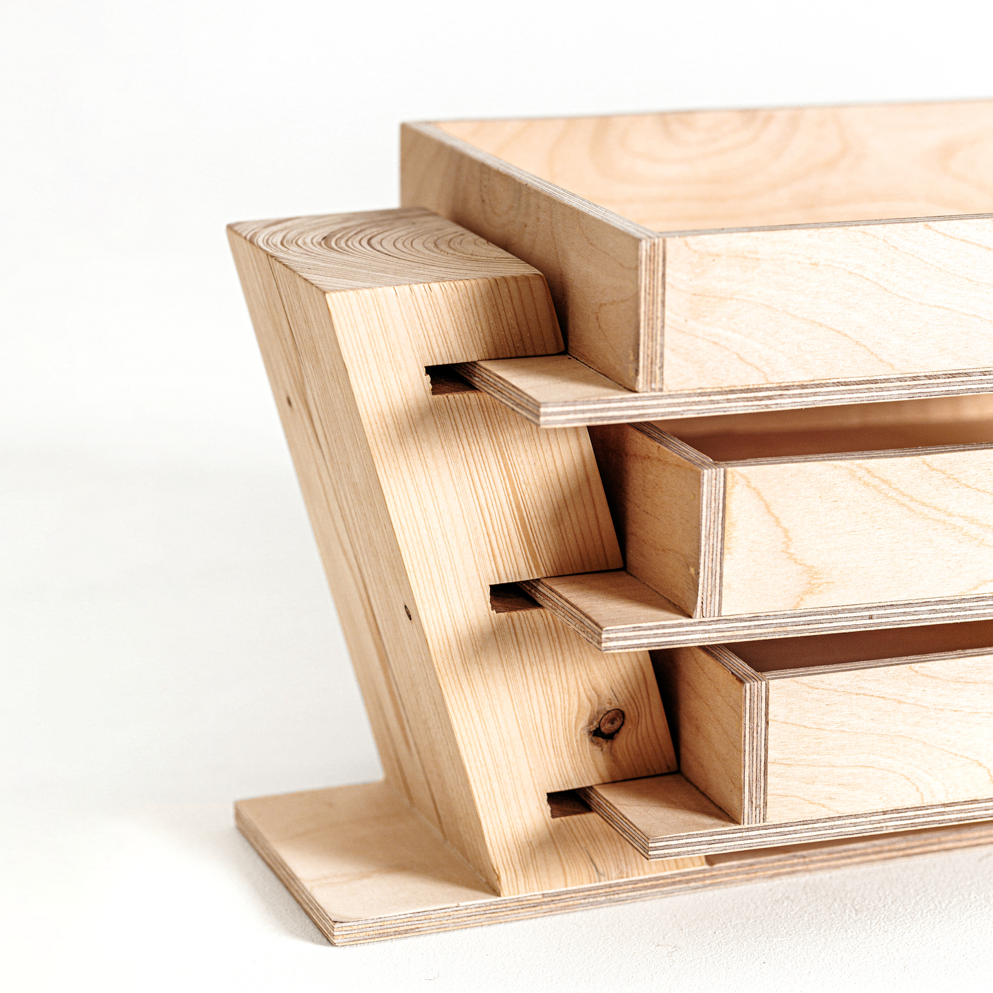Inbox Triple Tray with Solid Spruce Foot Piece