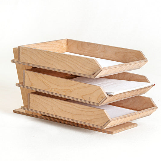 Inbox Triple Tray with Solid Spruce Foot Piece